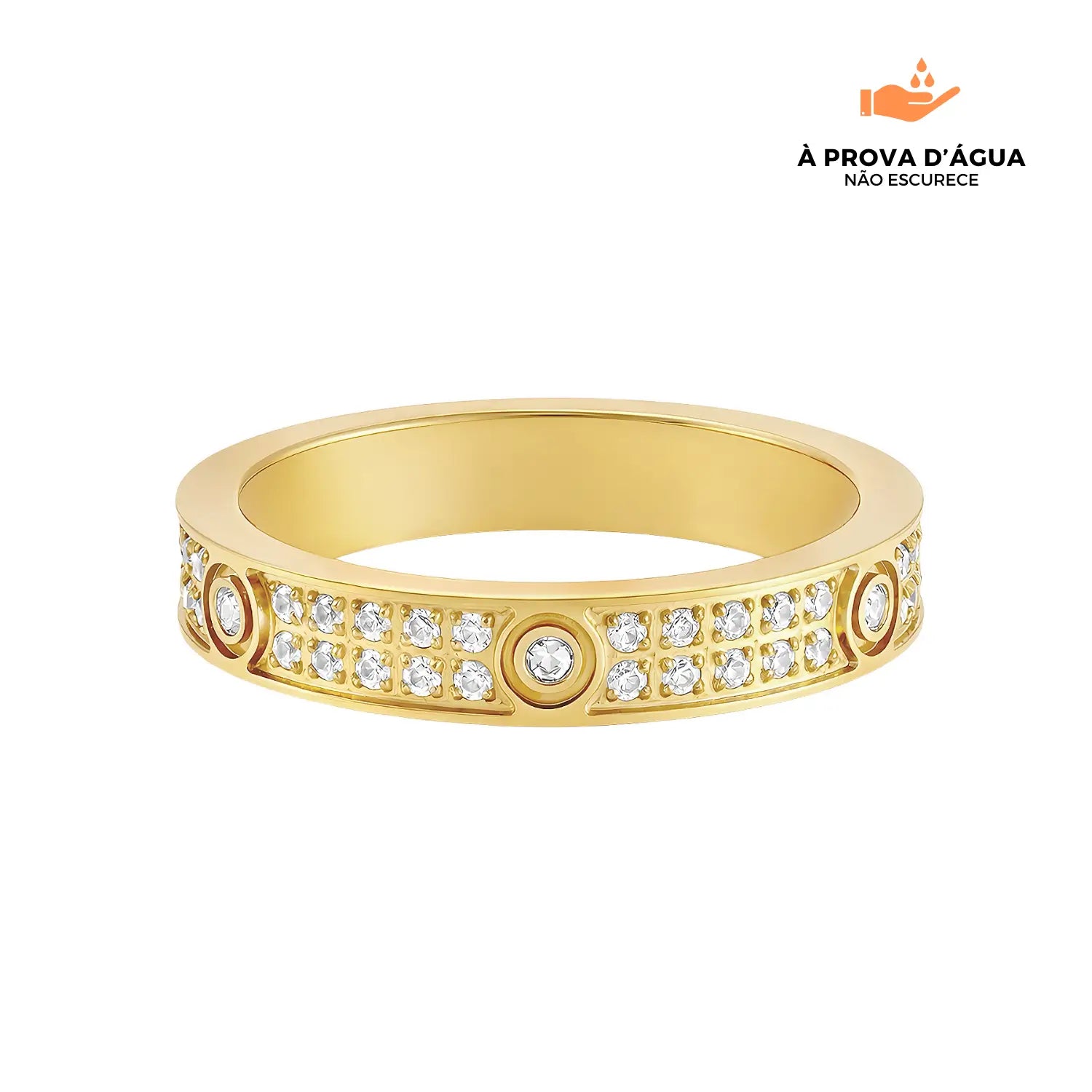 Anel de Pedras Turim Banhado em Ouro 18k