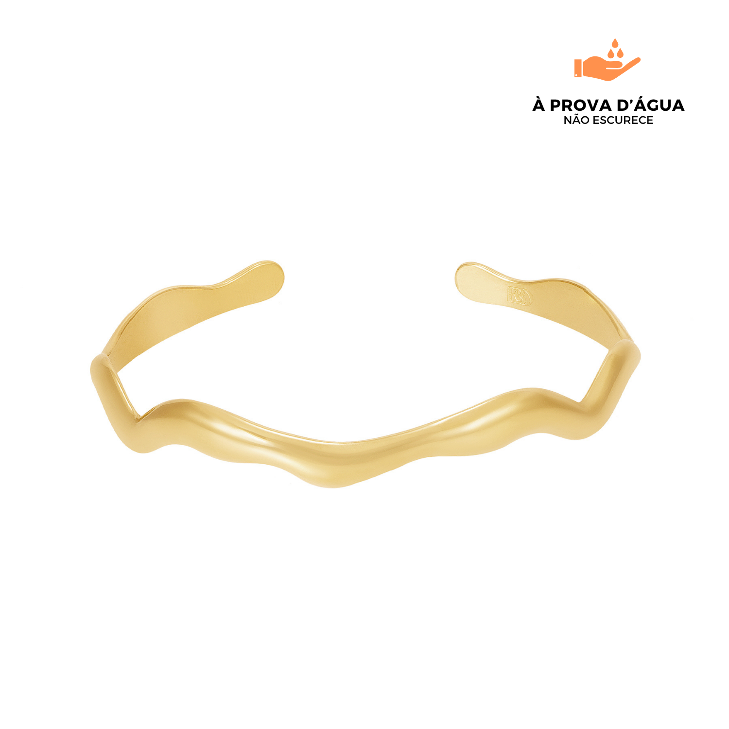 Bracelete L. Curvadas Regulável Banhado em Ouro 18k
