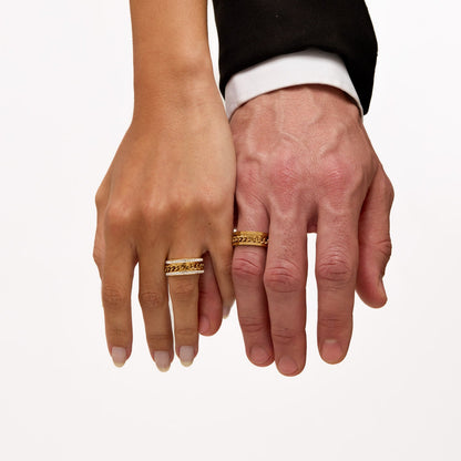 Aliança de Elos Glamour Slim Banhada em Ouro 18k