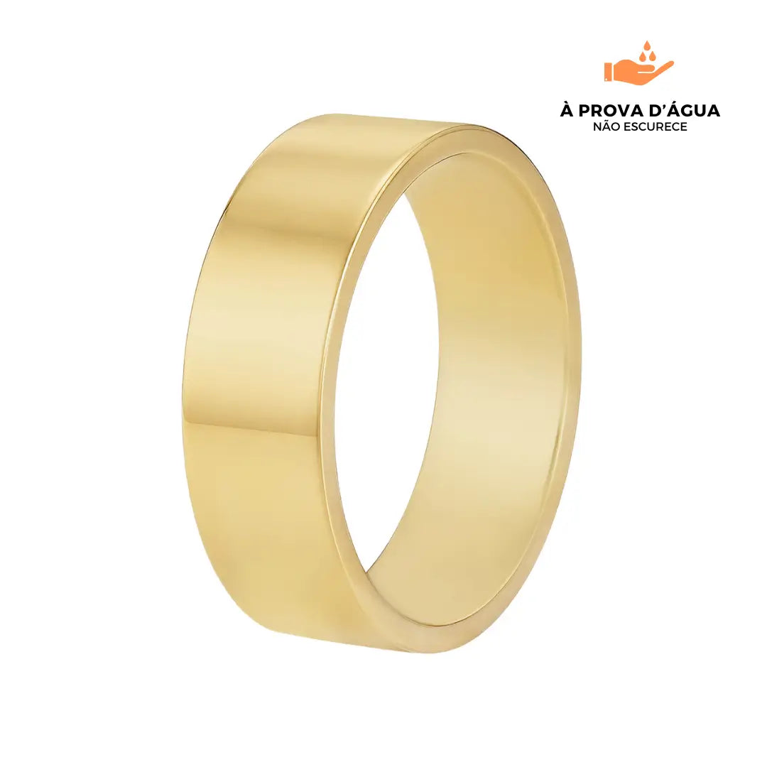 Aliança Moderna 8MM Banhada em Ouro 18k