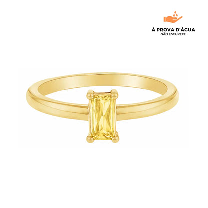 Anel Solitário Ponto Dourado Banhado em Ouro 18k