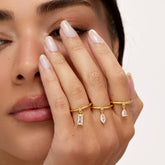 Anel Pendente Gota Banhada em Ouro 18k