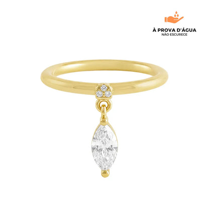 Anel Pendente Ovalado Banhada em Ouro 18k