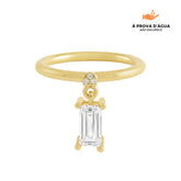 Anel Pendente Retangular Banhada em Ouro 18k