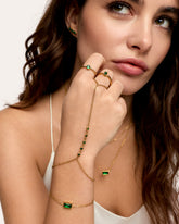 Anel Ponto Esmera Banhado em Ouro 18k