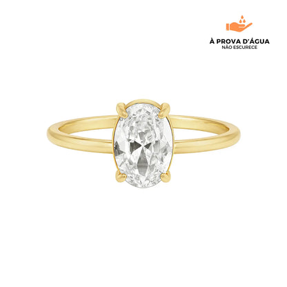 Anel Solitário Lumière Banhado em Ouro 18k