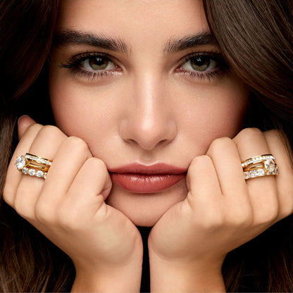 Anel Solitario Lumiere Banhado em Ouro 18k