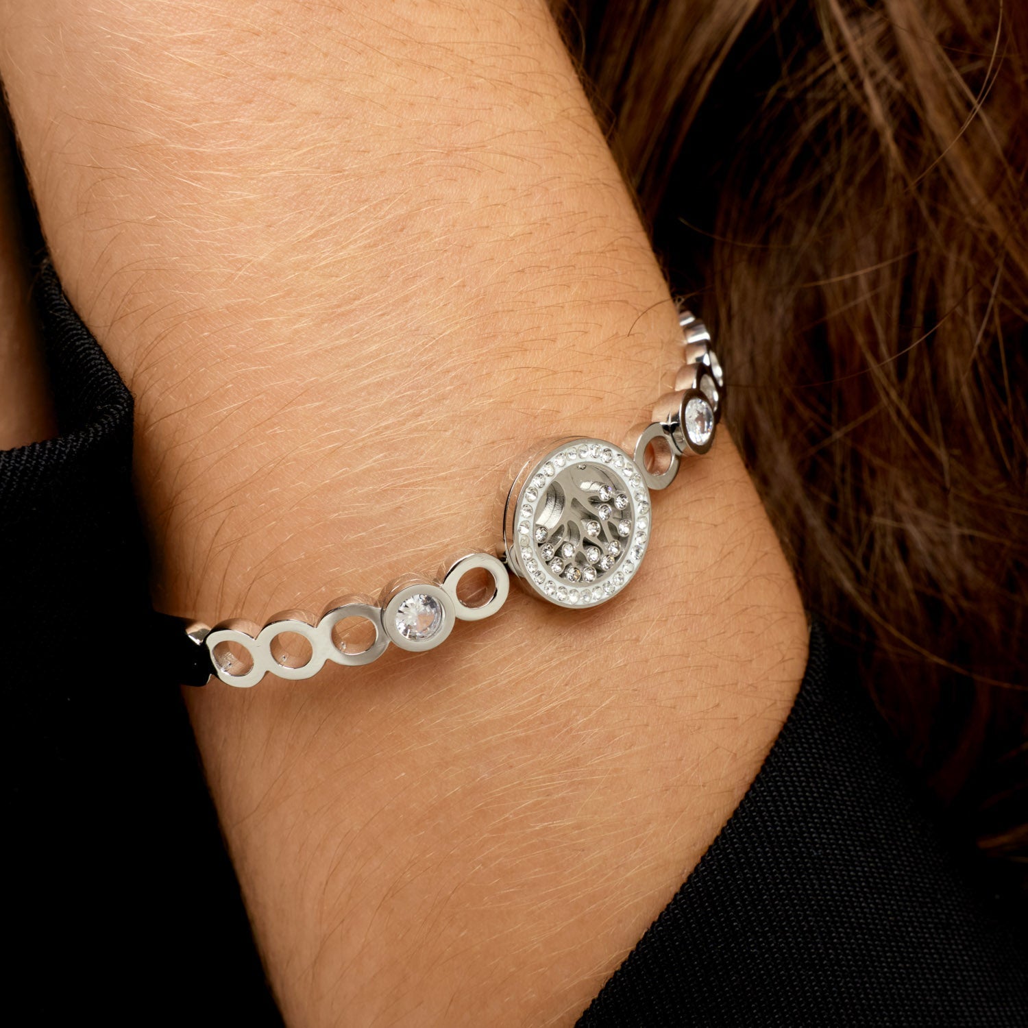 Bracelete Arvore da Vida Banhado em Prata
