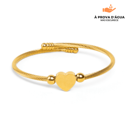 Bracelete de Coração Regulável Banhado em Ouro 18k