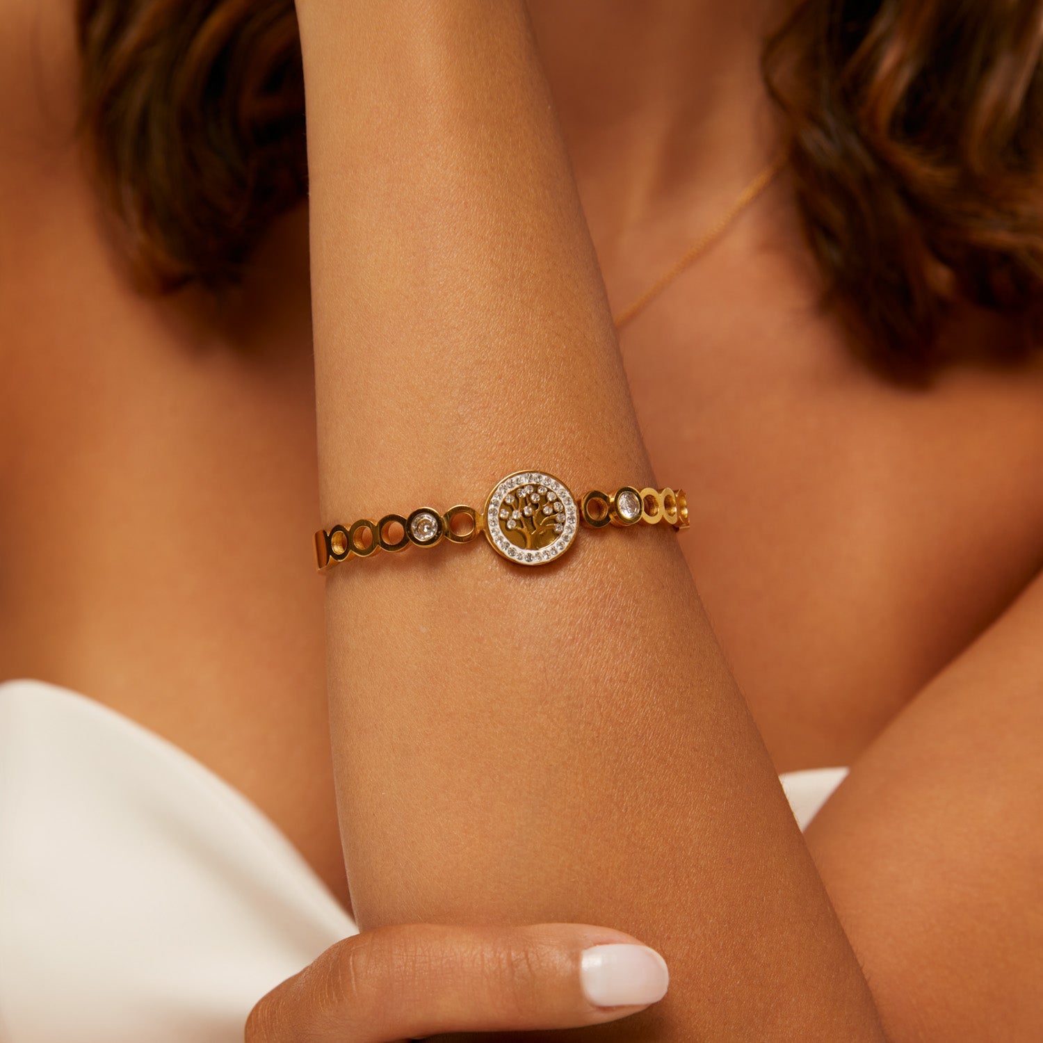 Bracelete Árvore da Vida Banhado em Ouro 18k