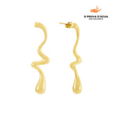 Brincos Linhas Curvadas Banhados em Ouro 18k