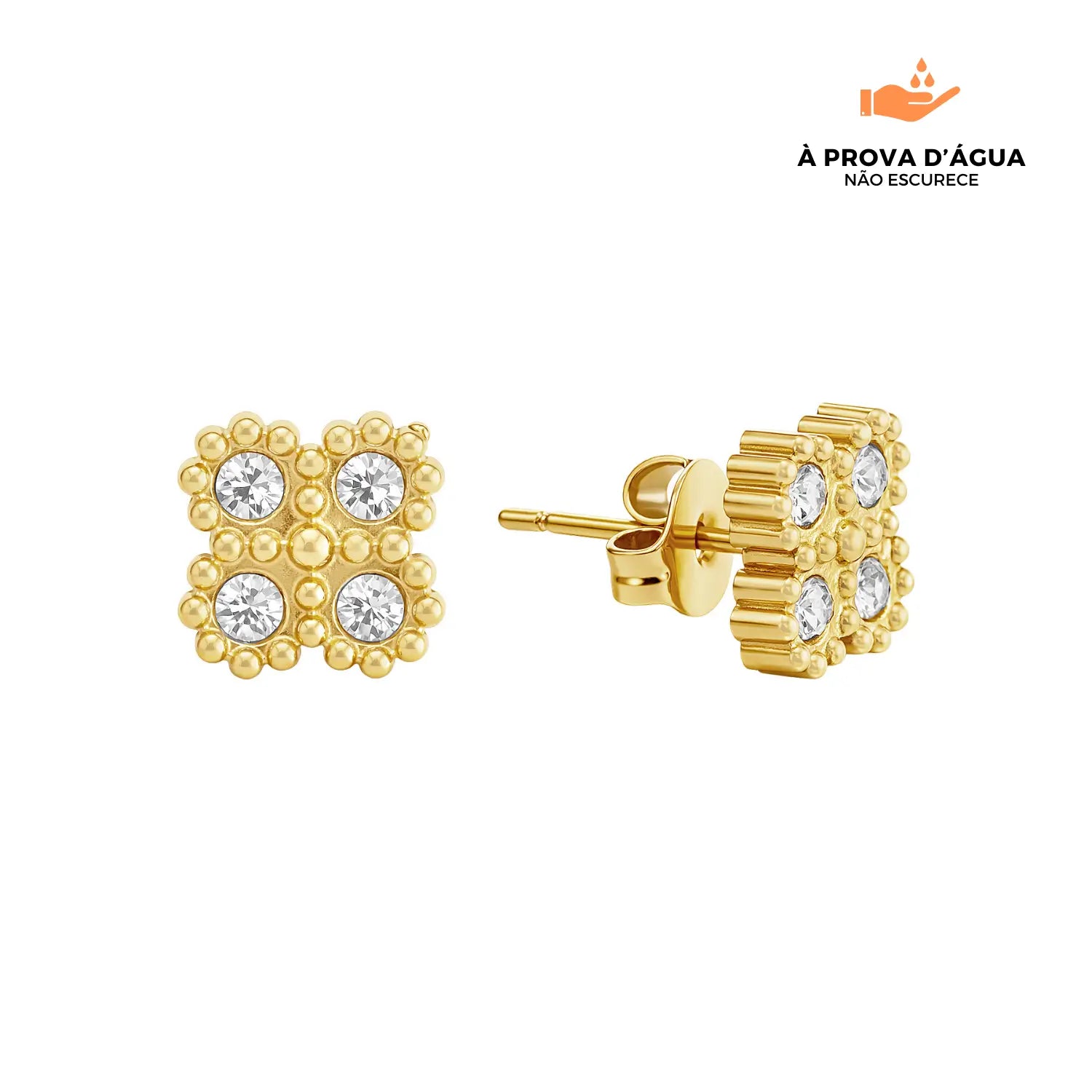 Brincos Ponto de Trevo Beout Classic Banhados em Ouro 18k