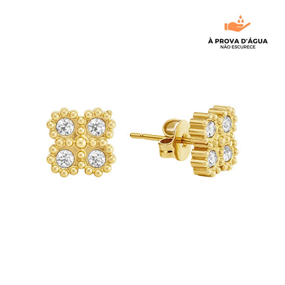 Brincos Ponto de Trevo Beout Classic Banhados em Ouro 18k