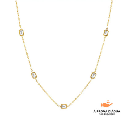 Colar Cristal Banhado em Ouro 18k