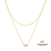 Colar Duplo Cristal Banhado em Ouro 18k