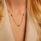 Colar Esmera Banhado em Ouro 18k