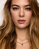 Colar Ponto Esmera Banhado em Ouro 18k