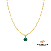 Colar Ponto Esmera Banhado em Ouro 18k