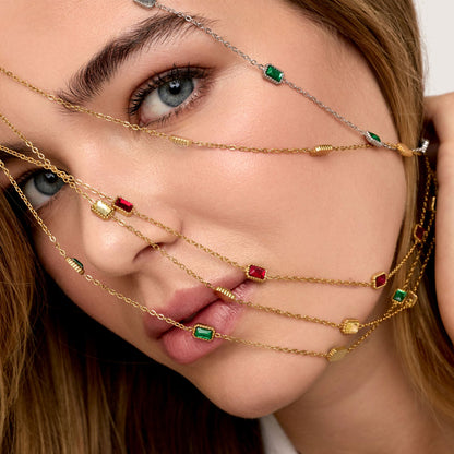 Colar Cristal Banhado em Ouro 18k