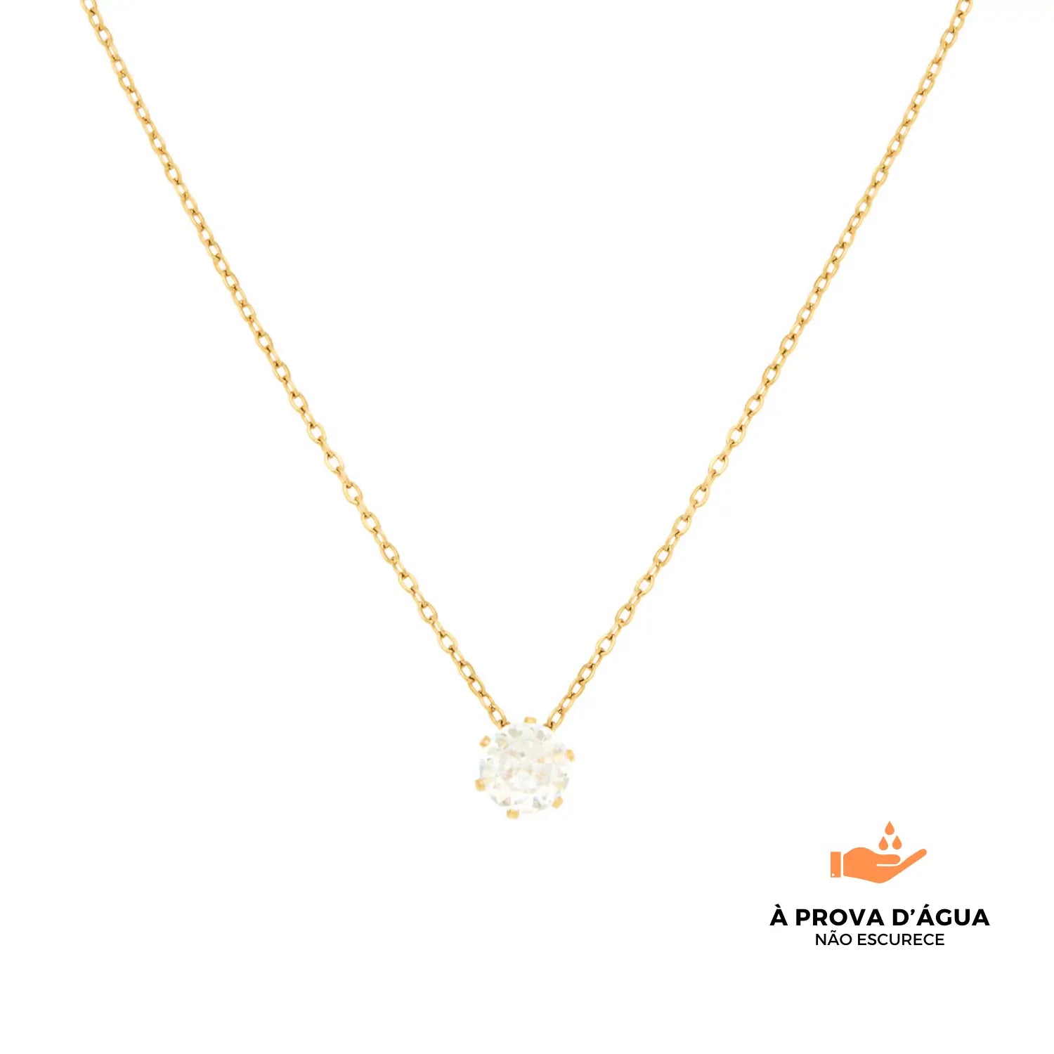 Colar Solitário Banhado em Ouro 18k