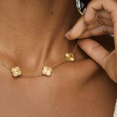 Colar de Trevo Dourado Banhado em Ouro 18k