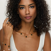 Colar de Trevo Preto Banhado em Ouro 18k