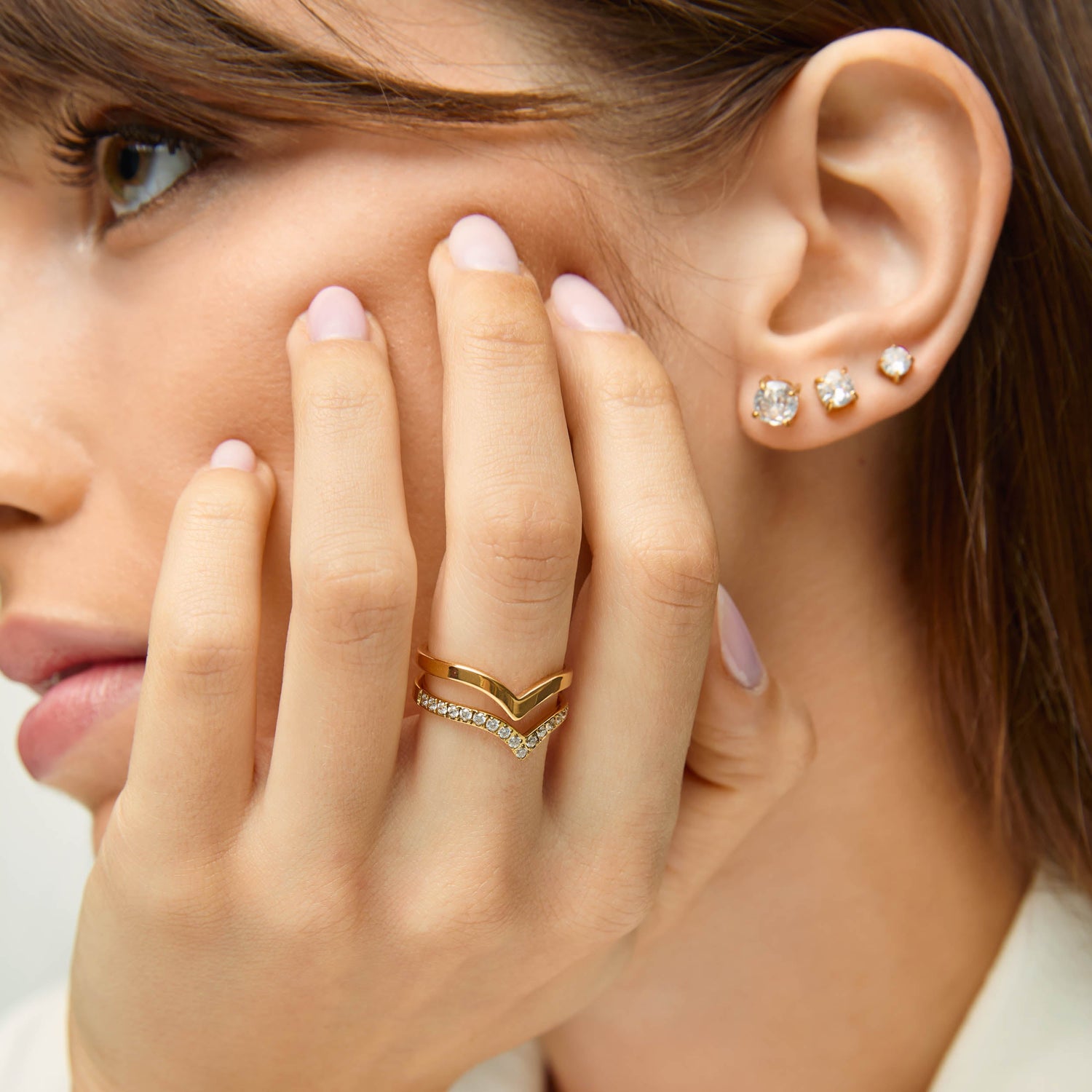 Brincos Solitário 5mm Banhados em Ouro 18k