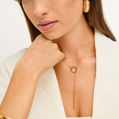 Colar Anel de Luz Banhado em Ouro 18k