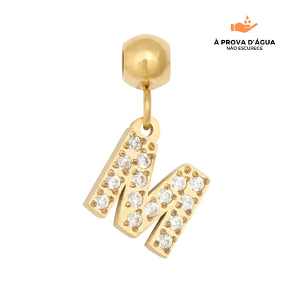 Pingente Inicial M Banhado em Ouro 18k