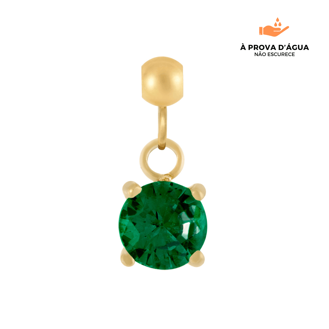 Pingente Ponto de Luz Esmeralda Banhado em Ouro 18k