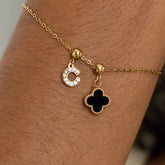 Pingente Trevo Preto Banhado em Ouro 18k