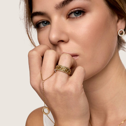Pulseira de Mao Círculo de Luz Banhada em Ouro 18k