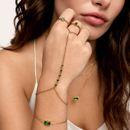 Pulseira de Mao Esmera Banhada em Ouro 18k
