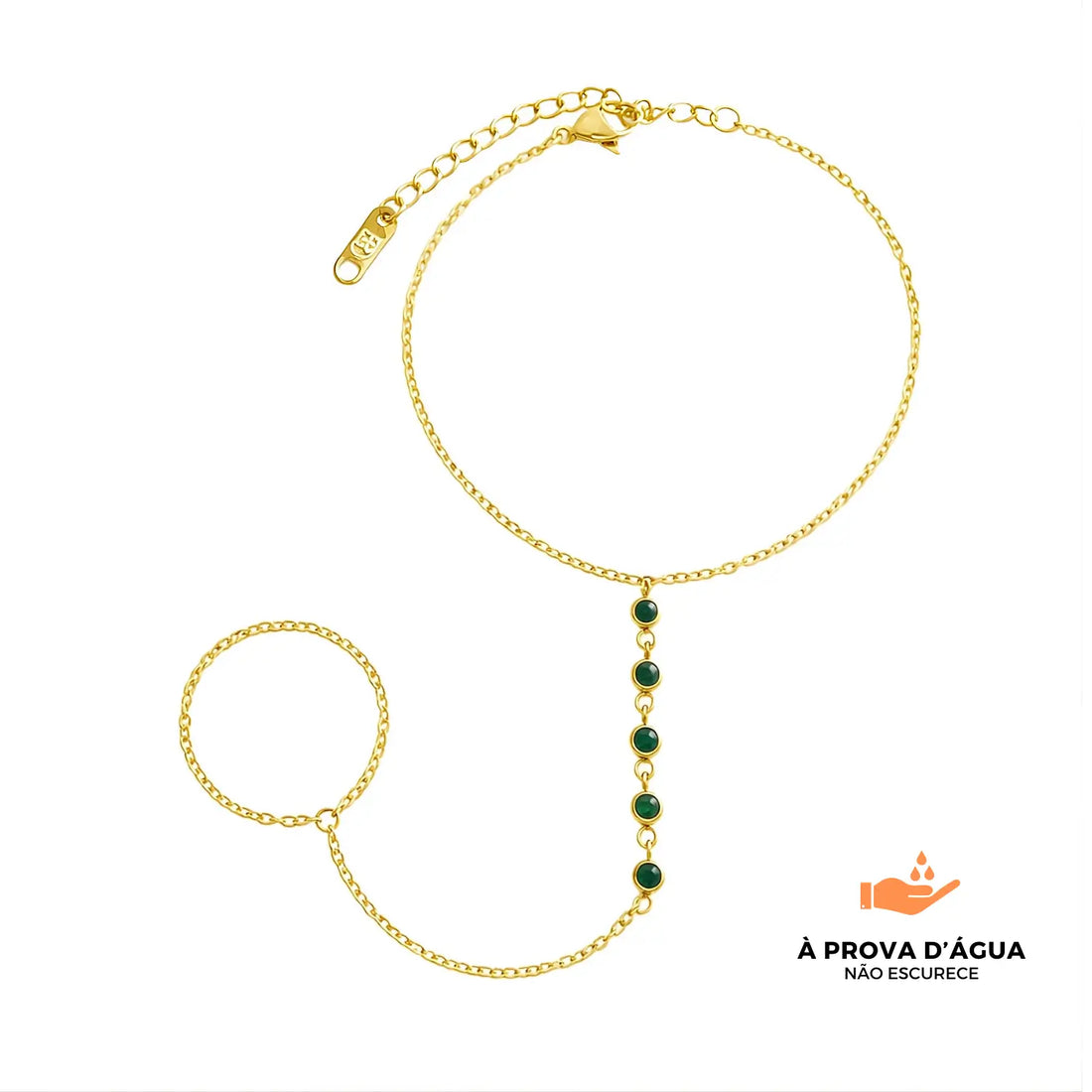 Pulseira de Mao Esmera Banhada em Ouro 18k