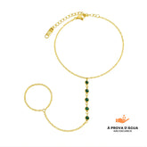 Pulseira de Mao Esmera Banhada em Ouro 18k