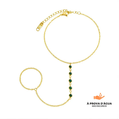 Pulseira de Mao Esmera Banhada em Ouro 18k