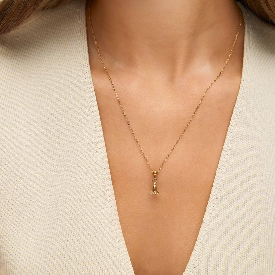 Pingente Foguete Banhado em Ouro 18k